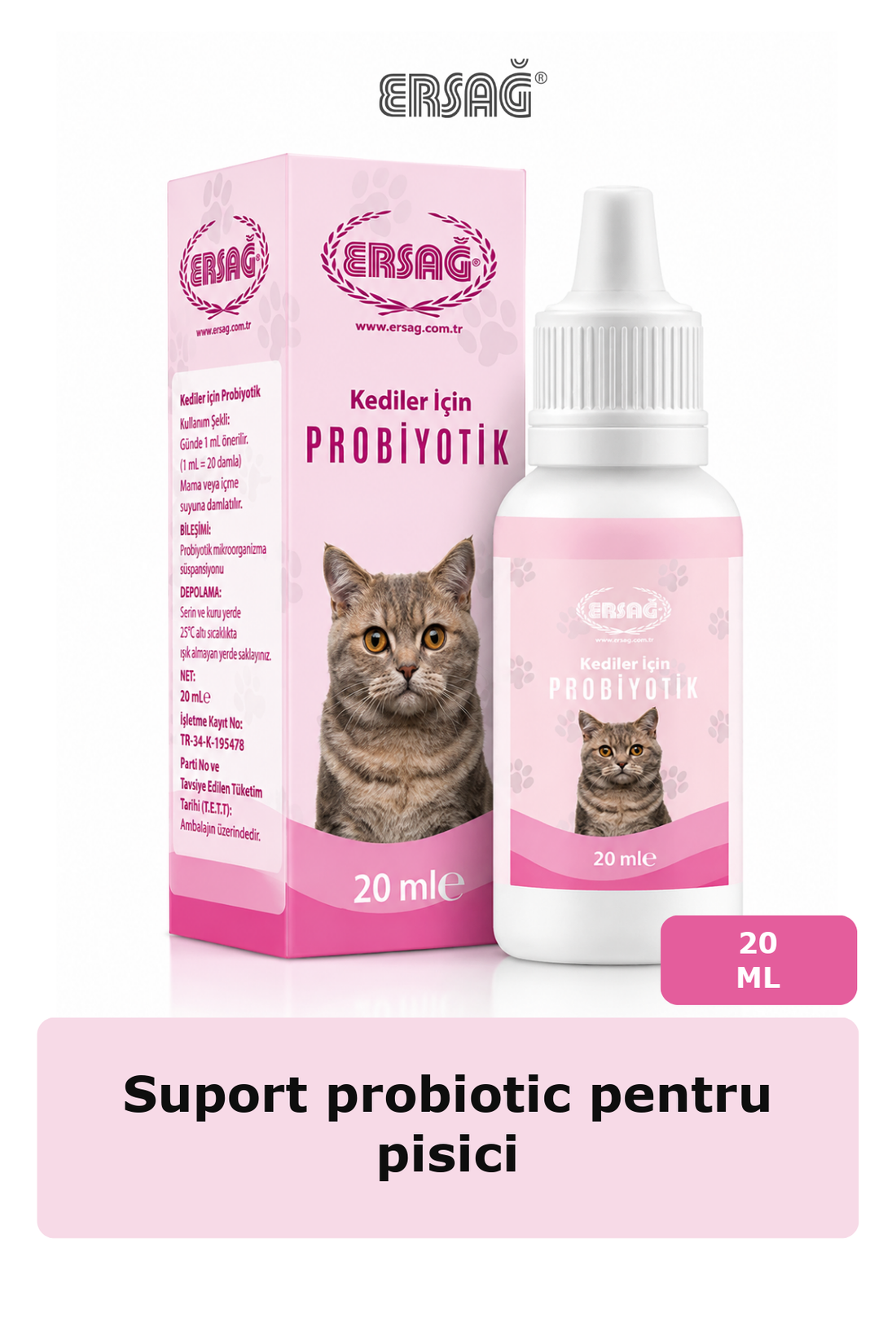 Imagine finală în limba română — ERSAĞ Suport probiotic pentru pisici 20 ML