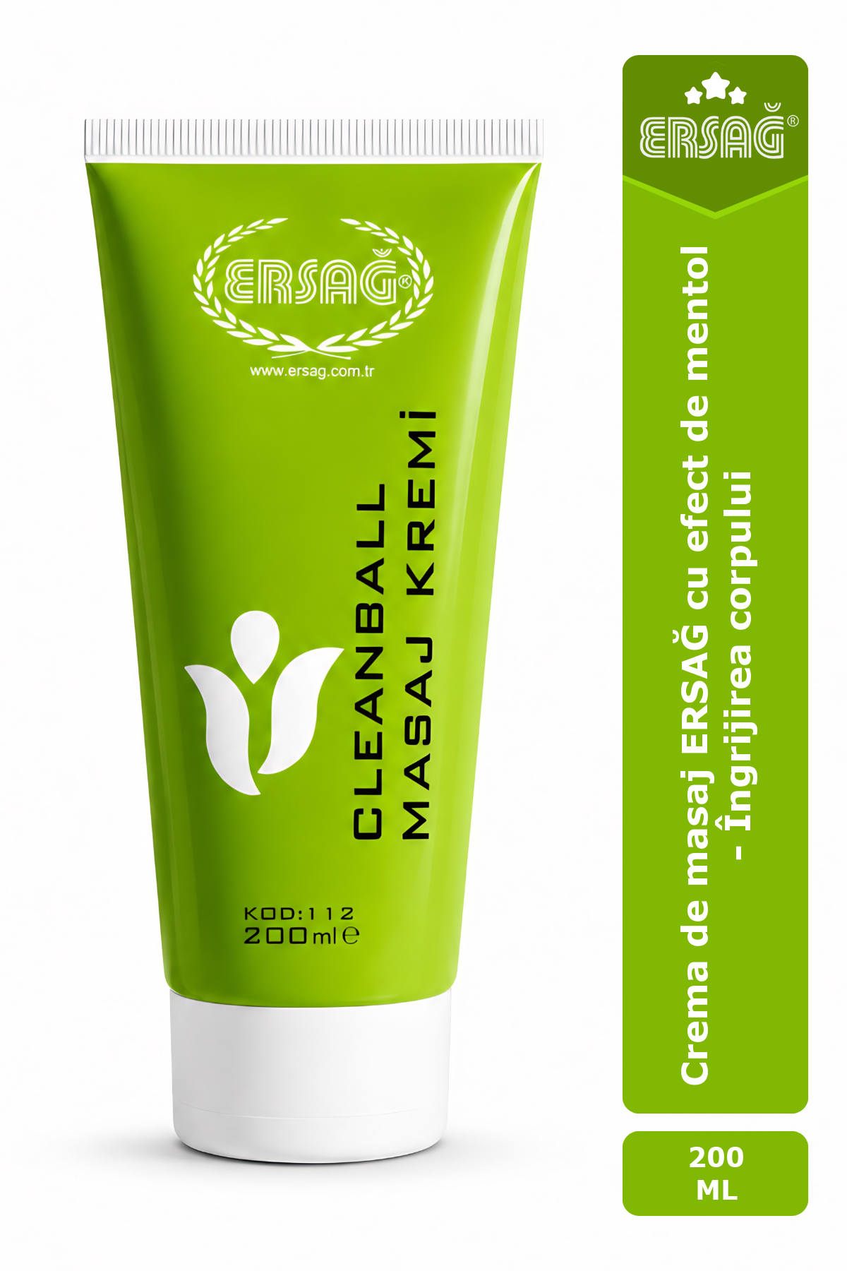 Imagine finală în limba română — Crema de masaj ERSAĞ cu efect de mentol 200 ML – Îngrijirea corpului