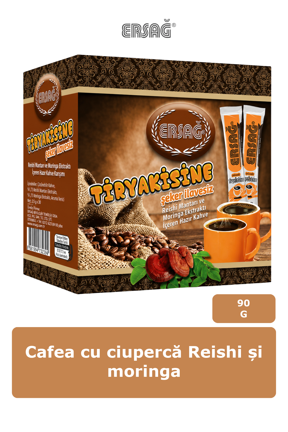 Imagine finală în limba română — ERSAĞ Cafea cu ciupercă Reishi și moringa, 90 g