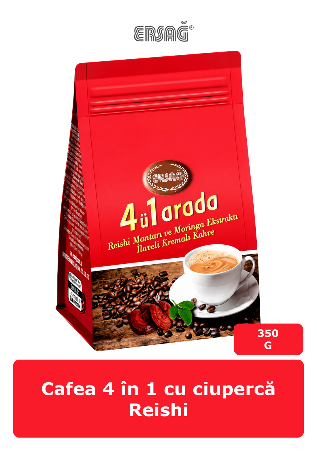 Imagine finală în limba română — ERSAĞ Cafea 4 în 1 cu ciupercă Reishi, 350 g