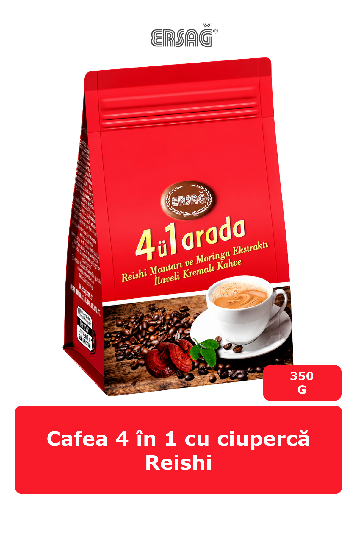 Imagine finală în limba română — ERSAĞ Cafea 4 în 1 cu ciupercă Reishi, 350 g