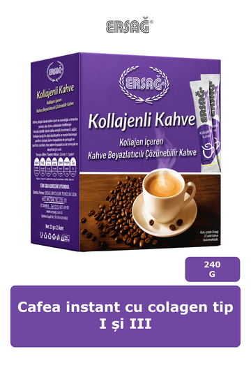 Imagine finală în limba română — ERSAĞ Cafea instant cu colagen tip I și III, 240 g