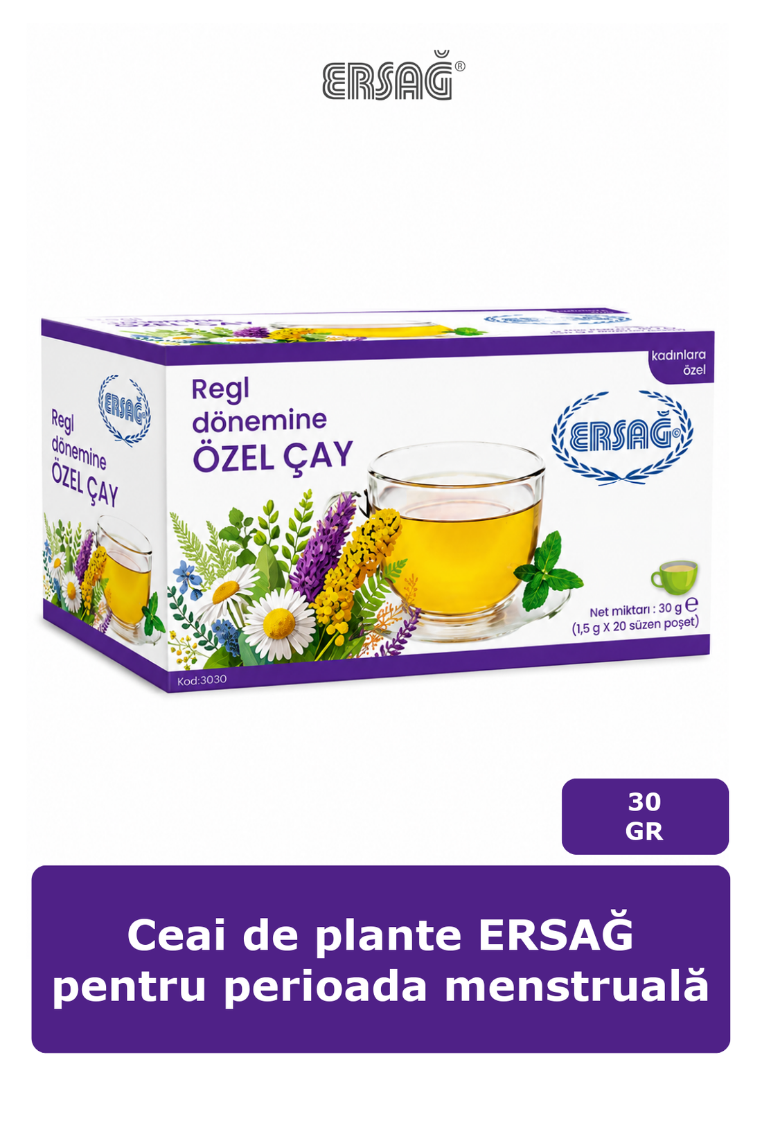Imagine finală în limba română — Ceai de plante ERSAĞ pentru perioada menstruală 30 GR