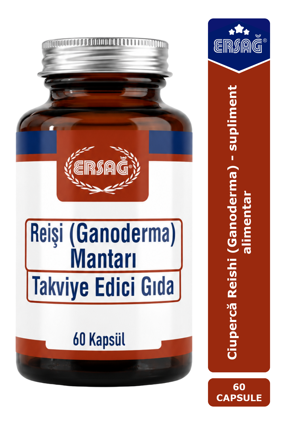 Imagine finală în limba română — ERSAĞ Ciupercă Reishi (Ganoderma) – supliment alimentar, 60 capsule