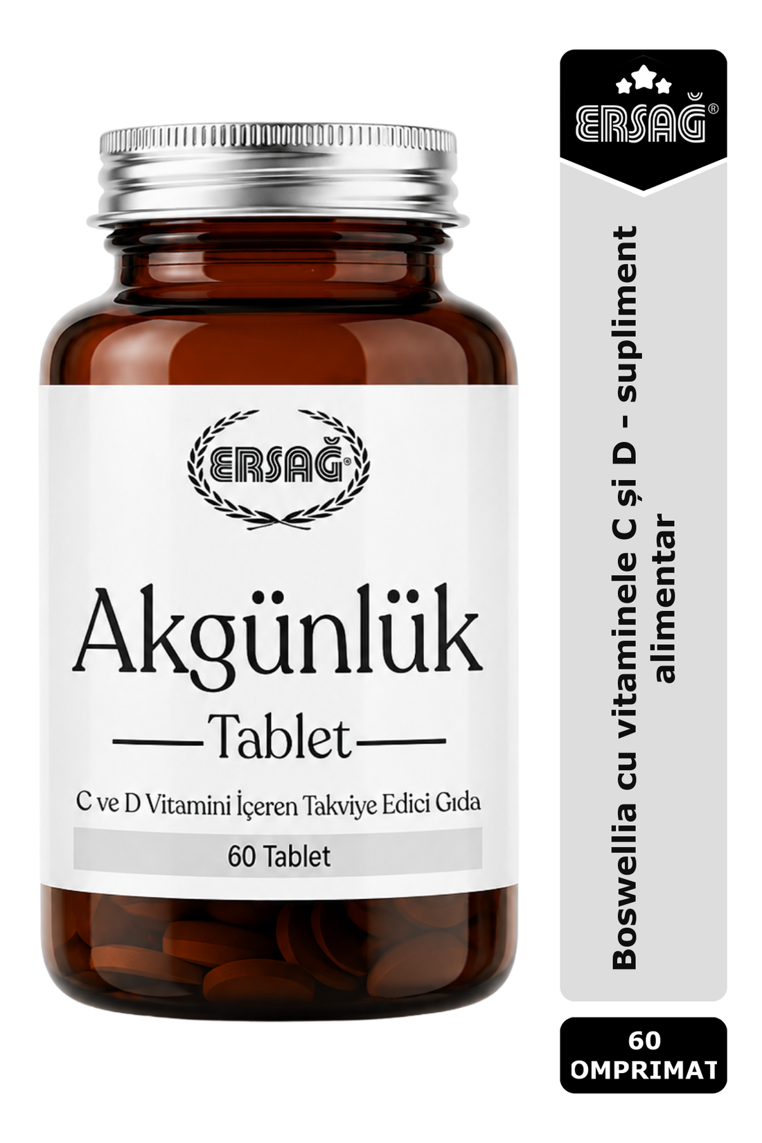 Imagine finală în limba română — ERSAĞ Boswellia cu vitaminele C și D – supliment alimentar, 60 comprimate