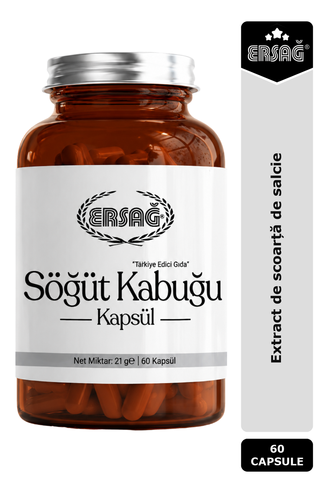 Imagine finală în limba română — ERSAĞ Extract de scoarță de salcie, 60 capsule