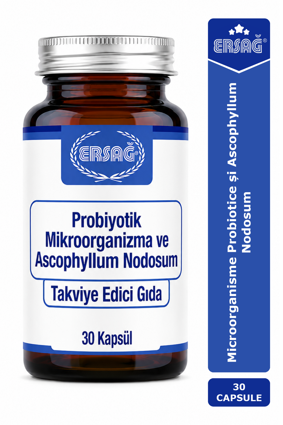 Imagine finală în limba română — ERSAĞ Microorganisme Probiotice și Ascophyllum Nodosum 30 Capsule