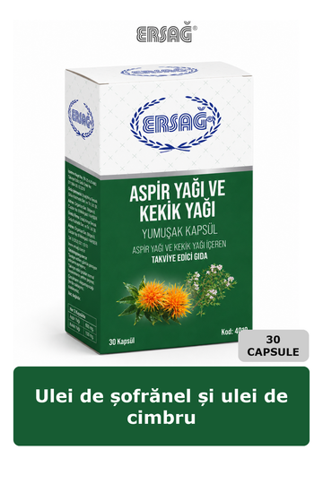 Imagine finală în limba română — ERSAĞ Ulei de șofrănel și ulei de cimbru, 30 capsule