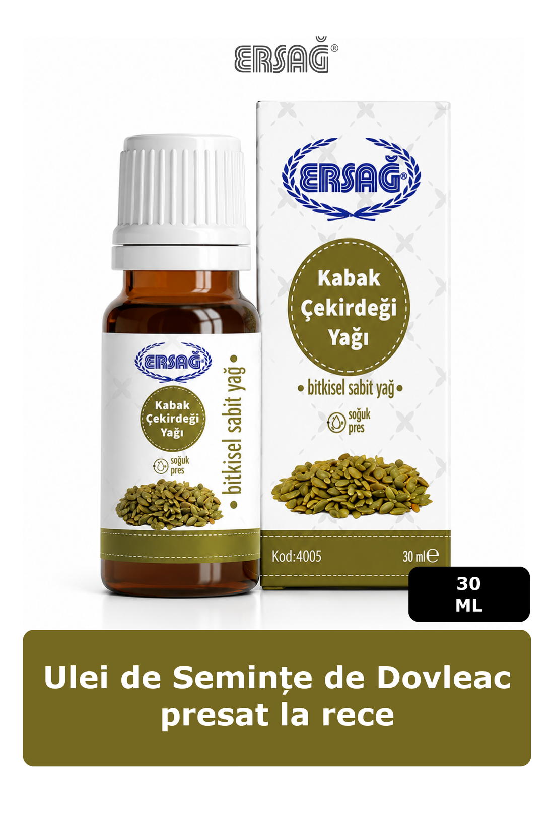 Imagine finală în limba română — ERSAĞ Ulei de Semințe de Dovleac presat la rece 30 ML