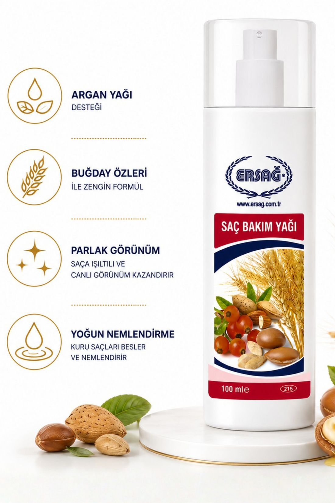 Imagine finală în limba română — ERSAĞ Ulei de Îngrijire a Părului 100 ML