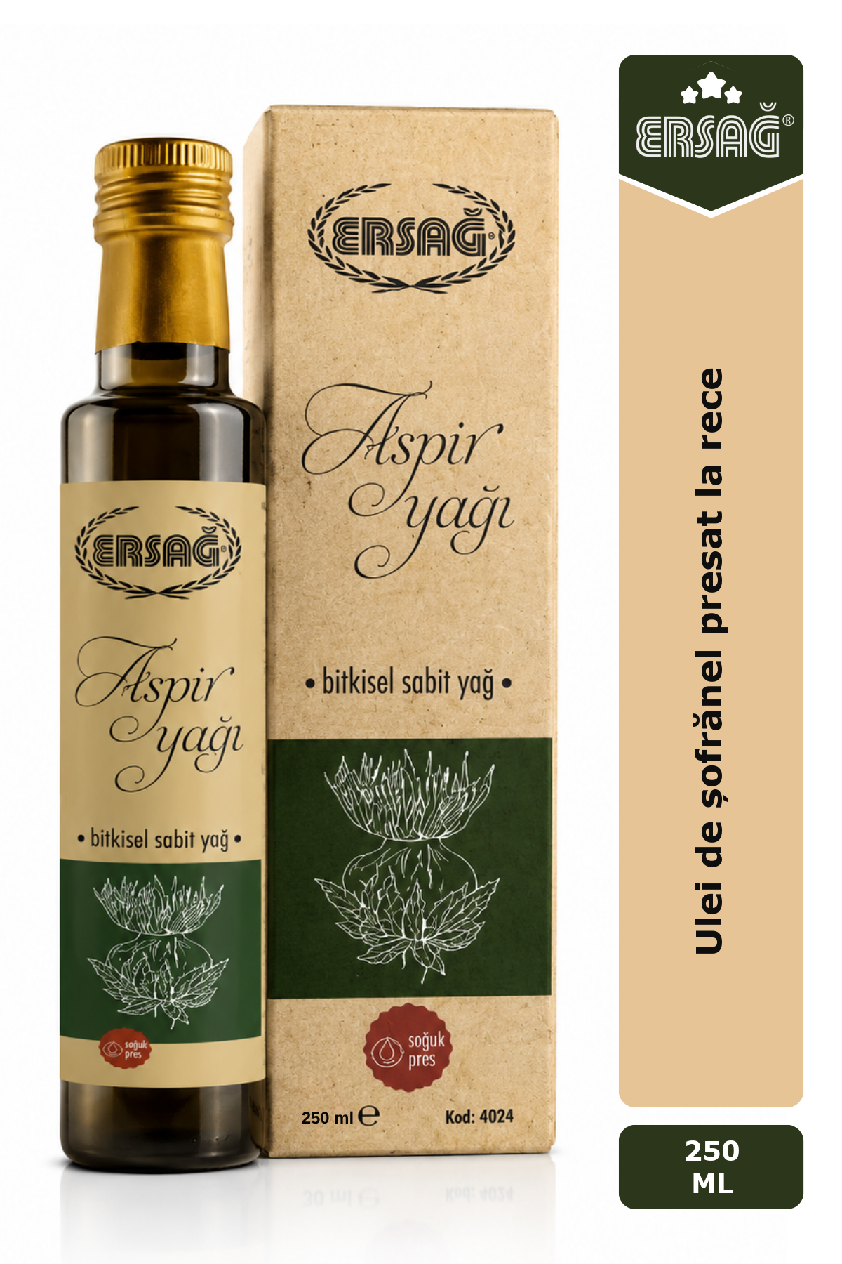 Imagine finală în limba română — ERSAĞ Ulei de șofrănel presat la rece 250 ML