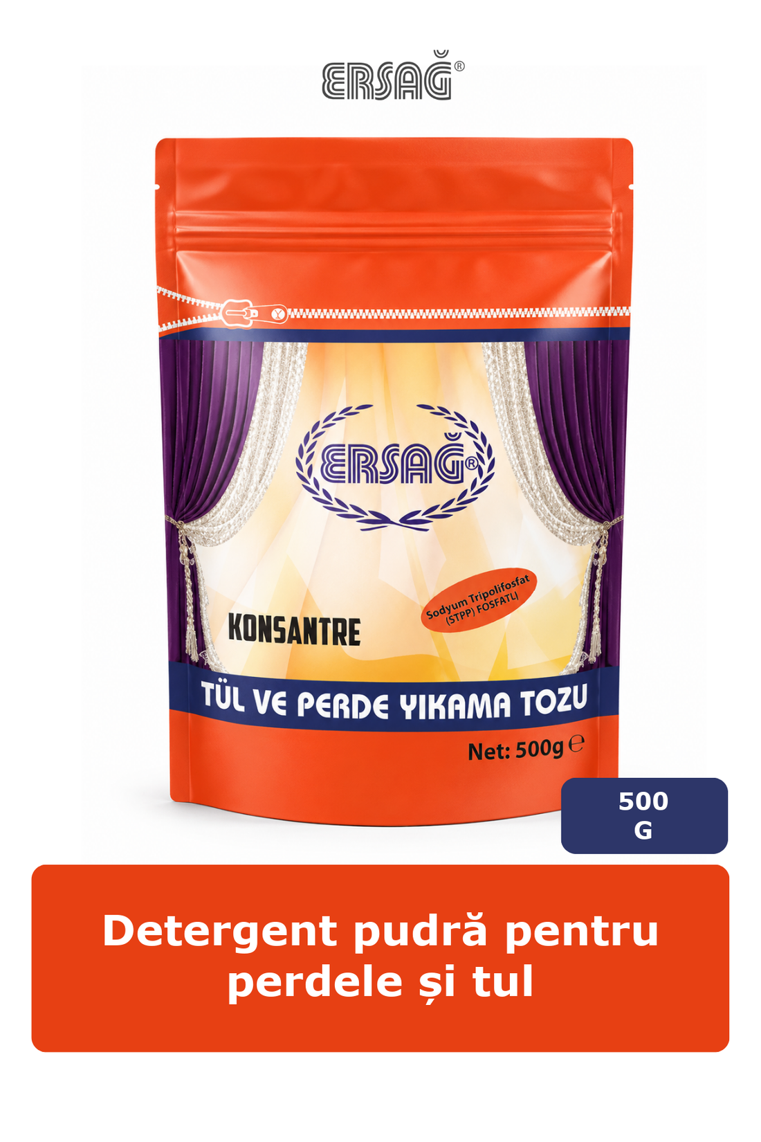 Imagine finală în limba română — ERSAĞ Detergent pudră pentru perdele și tul, 500 g