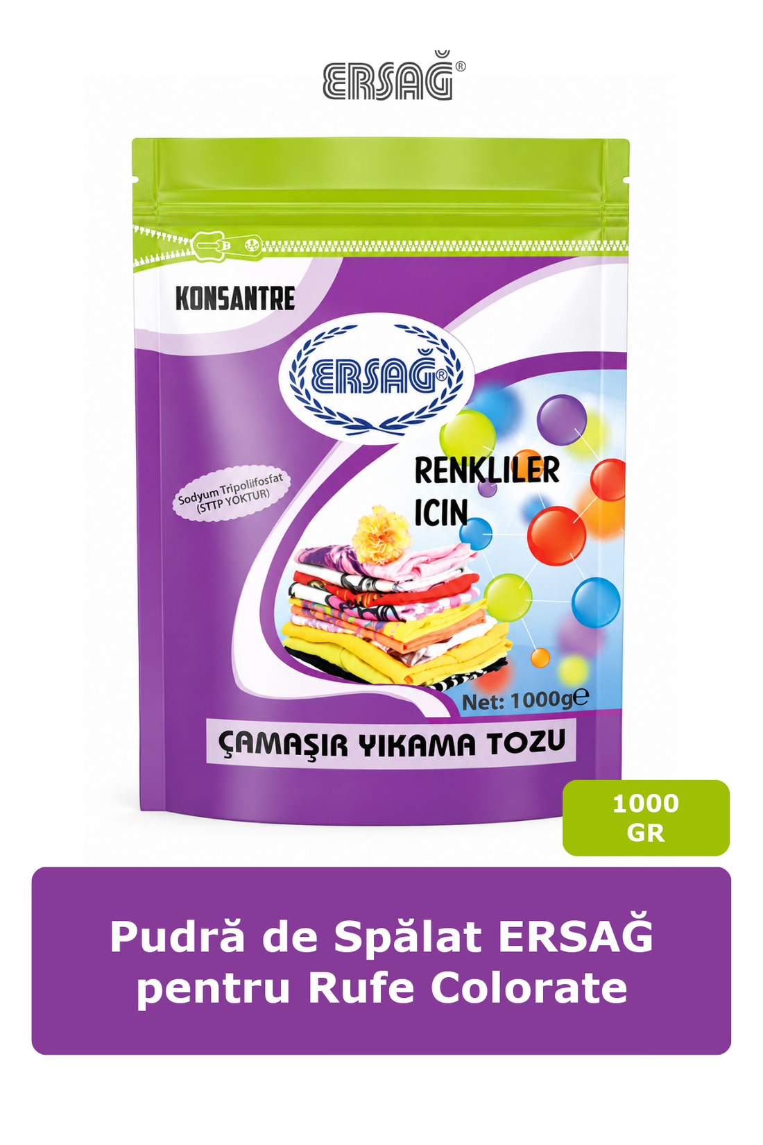 Imagine finală în limba română — Pudră de Spălat ERSAĞ pentru Rufe Colorate 1000 GR
