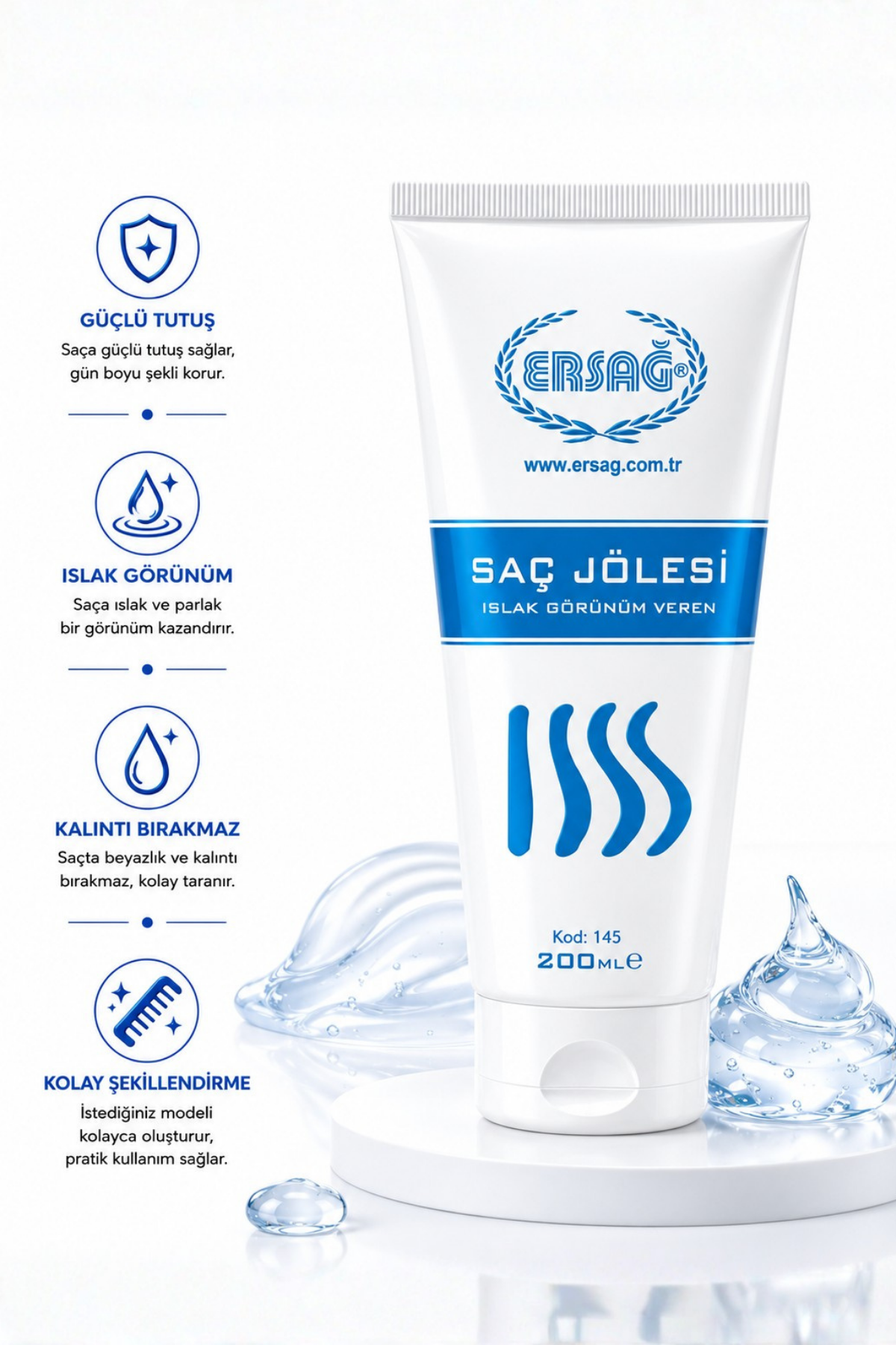 ERSAĞ Gel de Păr 200 ML - Aspect Umed