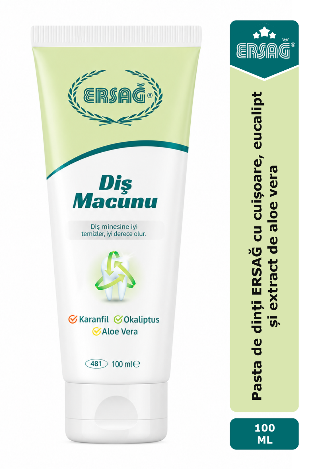 Imagine finală în limba română — Pasta de dinți ERSAĞ cu cuișoare, eucalipt și extract de aloe vera 100 ML