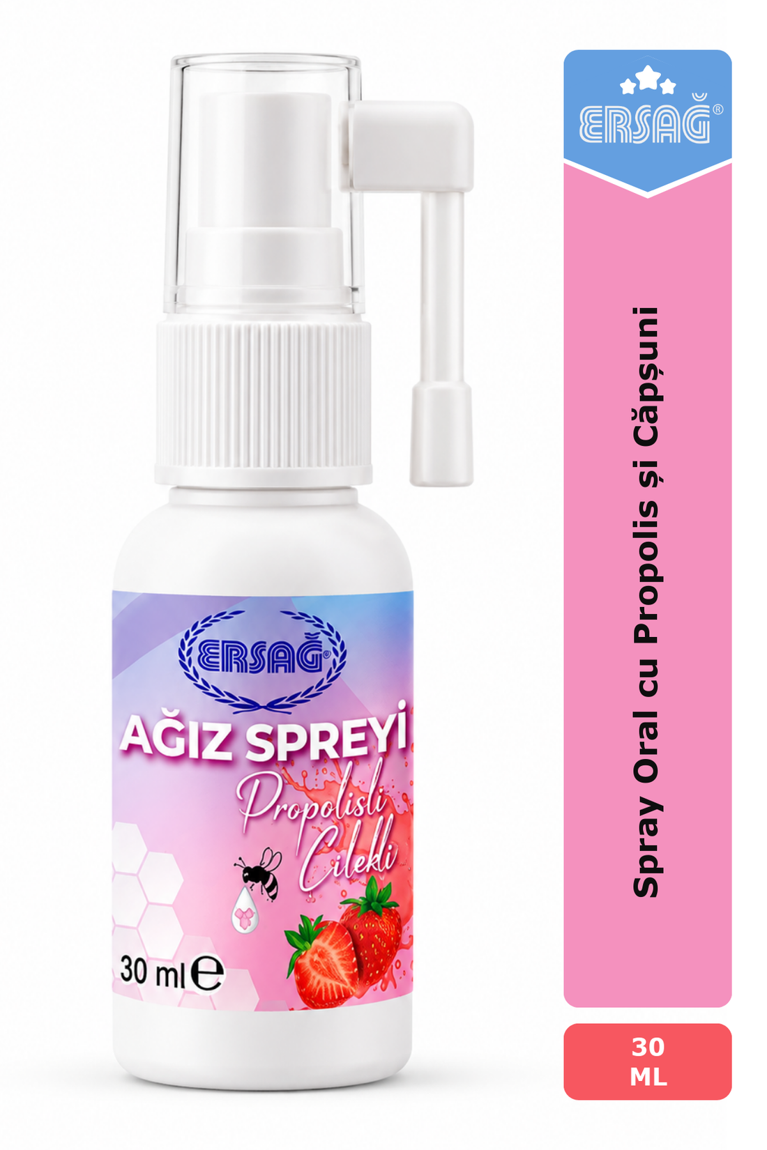 Imagine finală în limba română — ERSAĞ Spray Oral cu Propolis și Căpșuni 30 ML