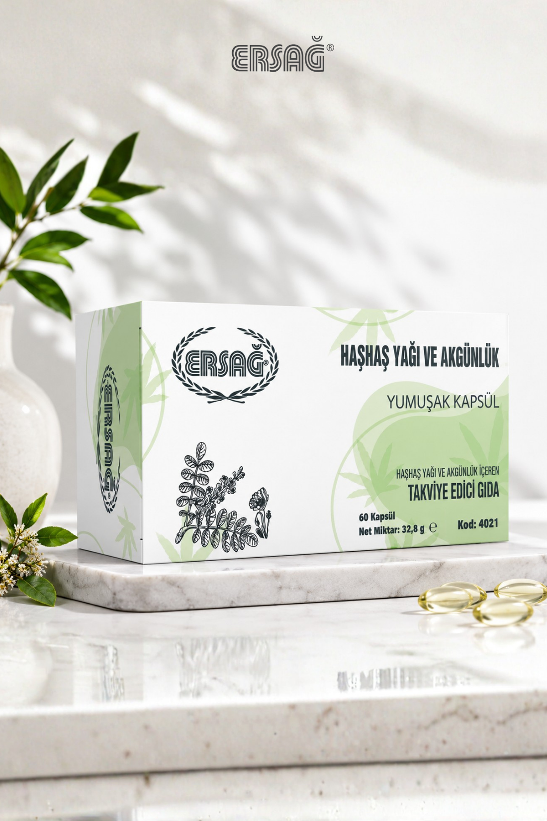Imagine finală în limba română — ERSAĞ Ulei de mac și Boswellia, 60 capsule