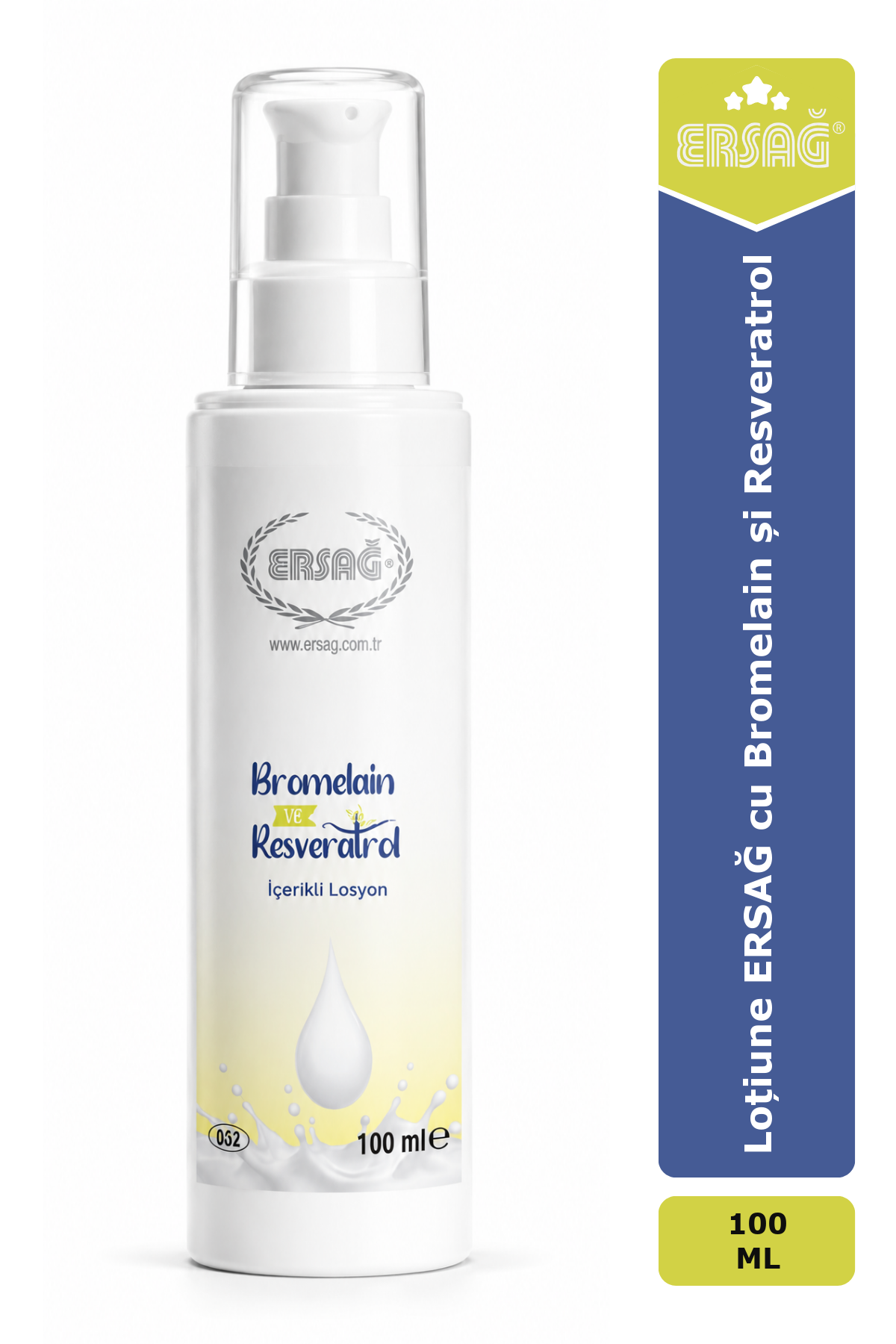 Imagine finală în limba română — Loțiune ERSAĞ cu Bromelain și Resveratrol 100 ML