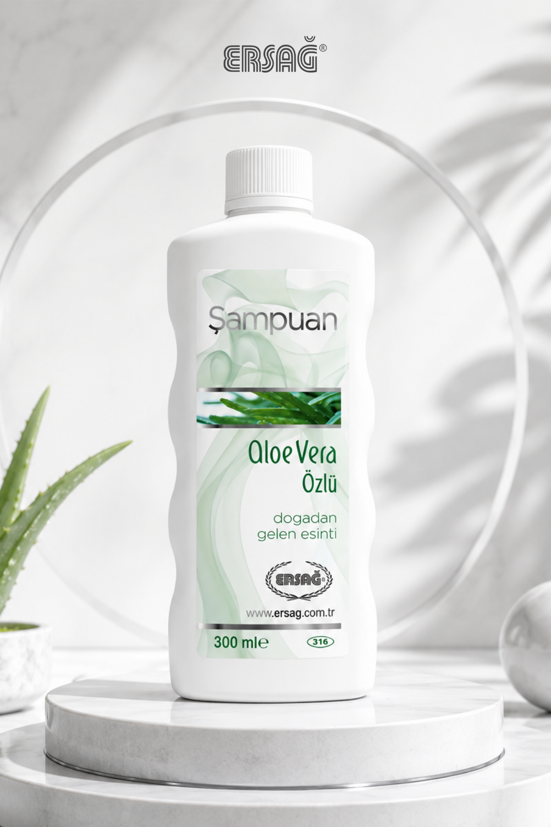 Imagine finală în limba română — Șampon ERSAĞ cu Extract de Aloe Vera 300 ML