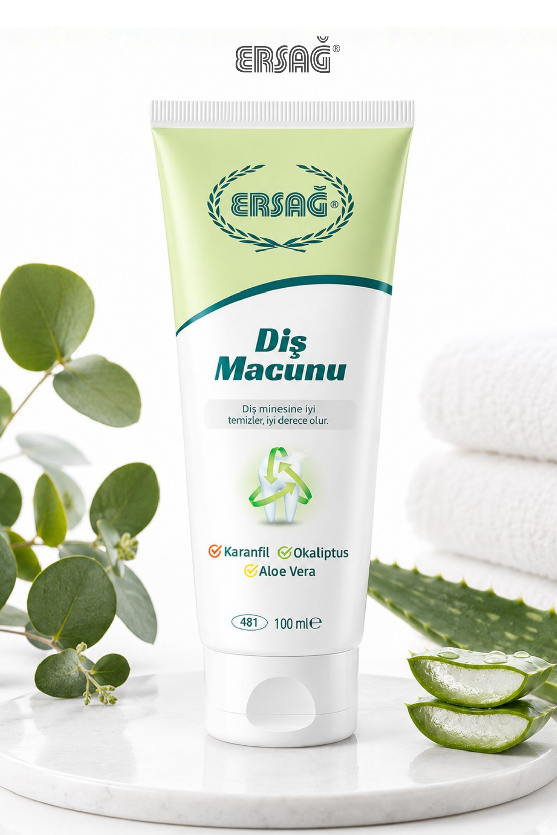 Imagine finală în limba română — Pasta de dinți ERSAĞ cu cuișoare, eucalipt și extract de aloe vera 100 ML
