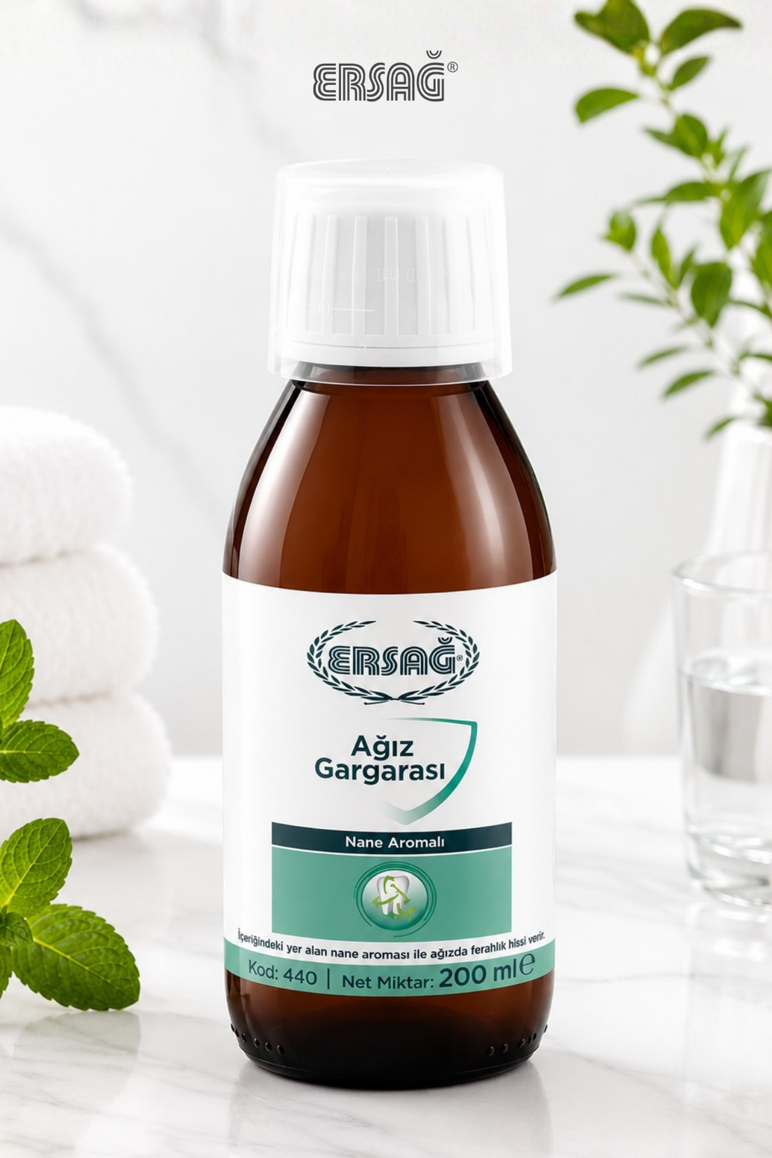 Imagine finală în limba română — Gargară bucală cu aromă de mentă ERSAĞ 200 ML