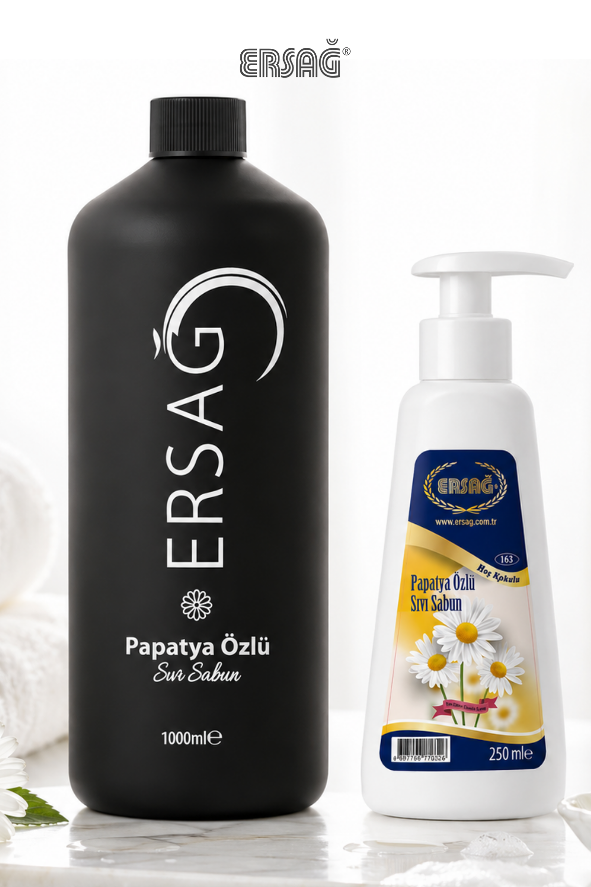 Săpun lichid pentru mâini cu extract de mușețel ERSAĞ, cu aparat 1000 ML x 250 ML