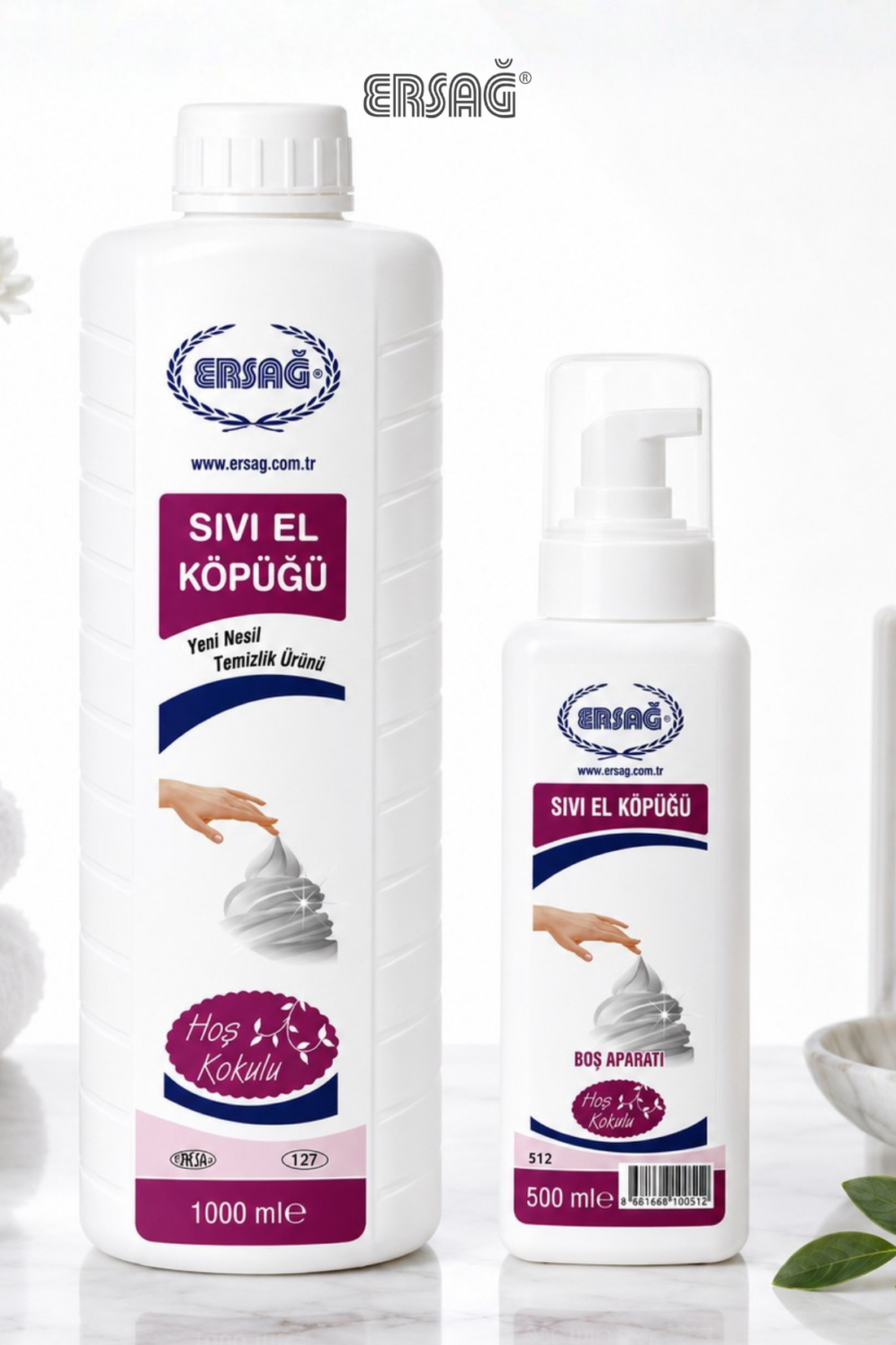 Imagine finală în limba română — ERSAĞ Spumă lichidă pentru mâini cu aparat și parfum plăcut 1000 ML X 500 ML