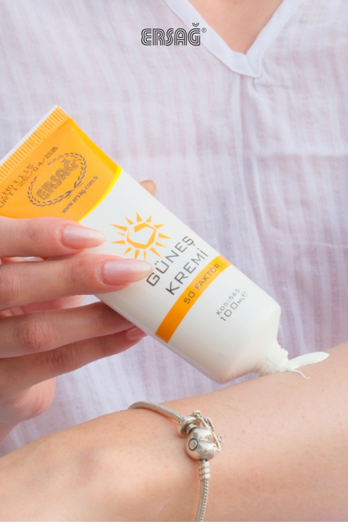 Cremă de protecție solară ERSAĞ cu factor de protecție ridicat 50, 100 ML
