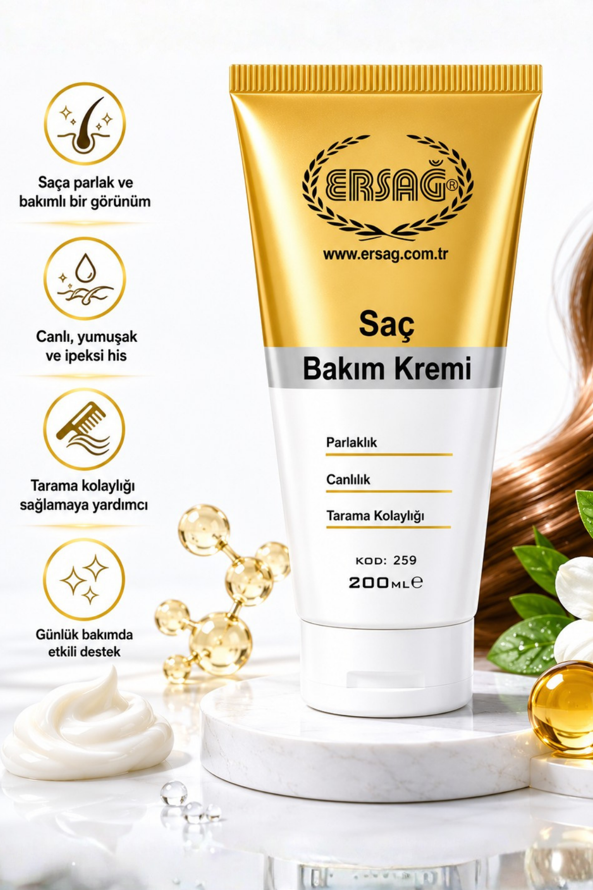 Cremă pentru Îngrijirea Părului ERSAĞ 200 ML