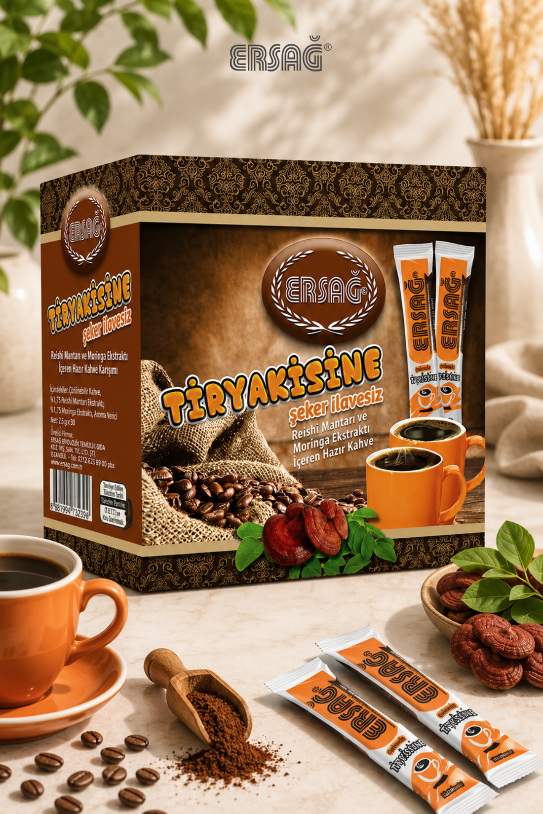 Imagine finală în limba română — ERSAĞ Cafea cu ciupercă Reishi și moringa, 90 g