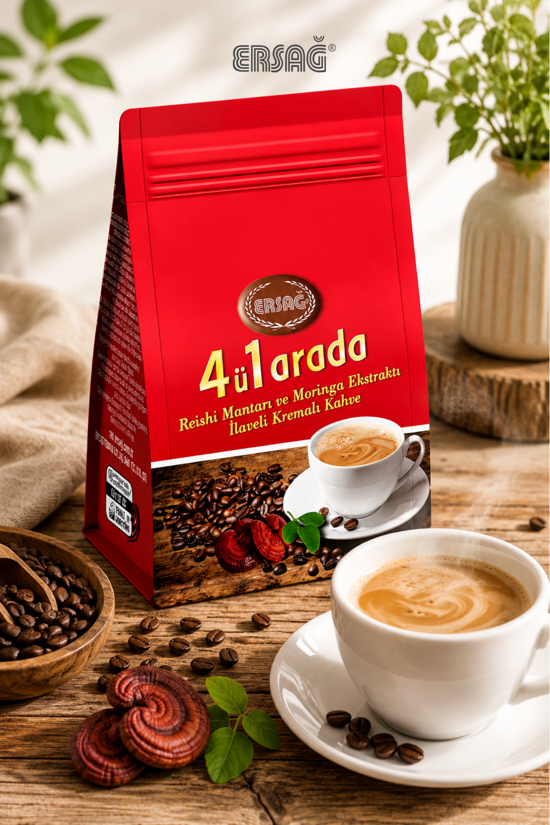 Imagine finală în limba română — ERSAĞ Cafea 4 în 1 cu ciupercă Reishi, 350 g